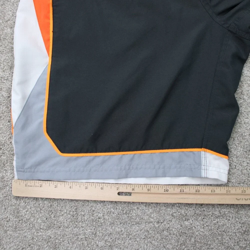 Nike Swim Trunks Men 2XL XXL Gray/Orange Lined Polyester Drawstring w/10